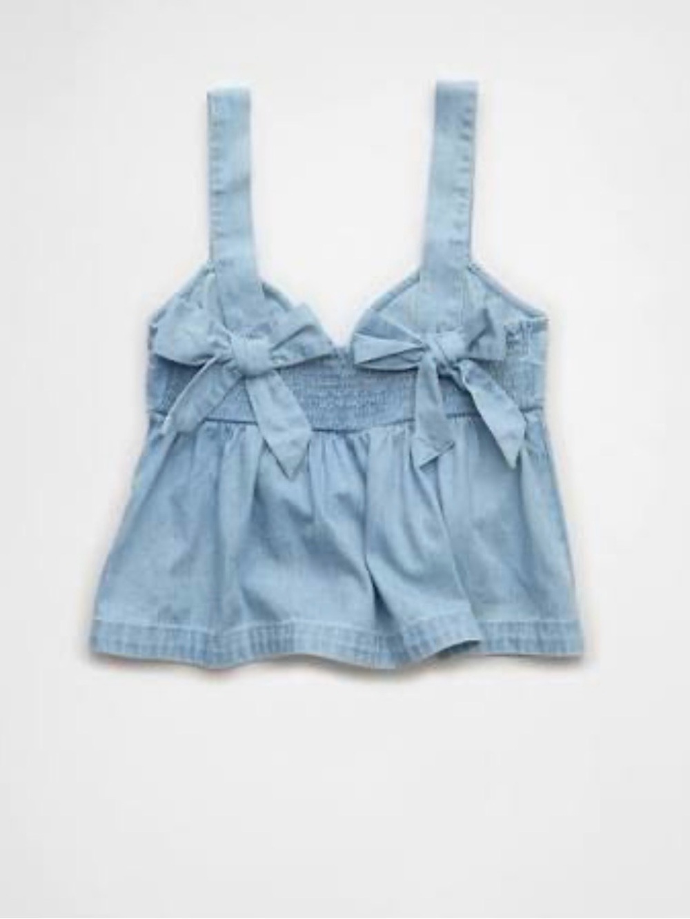 🧸 AEO | LIKE NEW • Chambray Bow Detailed Cami Top - Picture 4 of 5
